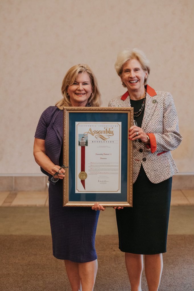 Marcia Manker, CEO of MemorialCare’s Orange Coast Medical Center and Saddleback Medical Center being honored as Woman of the Year by California State Assembly member Diane Dixon. 
